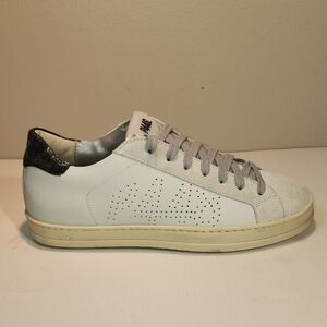 P448 White Sneakers with Gray and Black Accents